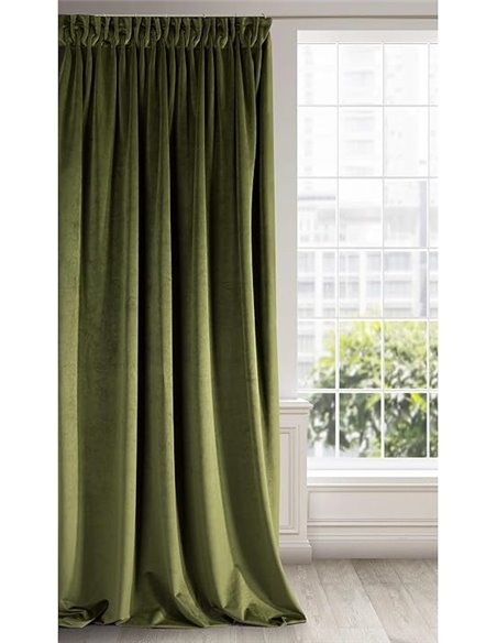 Eurofirany Ria Cortina Opaca Terciopelo con Cinta de Cortina - 1 Unidad, Panel, Suave, Clásico, Elegante, Salón, Dormitorio, Gru