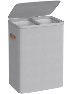 SONGMICS LCB813G01 Dirty Laundry Basket, Garbage Bag 170 L, 2 Compartments, Easy Assembly, with Lid Handles, Removable Inner Bag