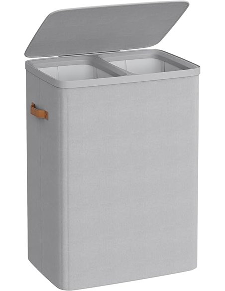 SONGMICS LCB813G01 Dirty Laundry Basket, Garbage Bag 170 L, 2 Compartments, Easy Assembly, with Lid Handles, Removable Inner Bag