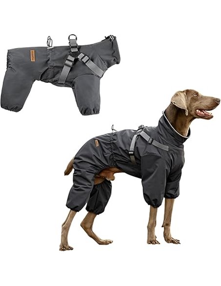 Chubasquero para Perros con Arnés para Pequeños y Medianos, Ropa para Mascotas Ajustable e Impermeable, Chaqueta Impermeable Lig
