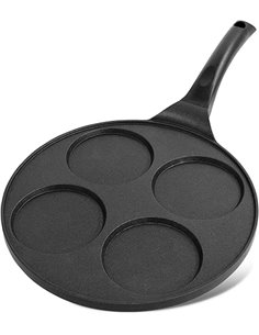Joeji's Kitchen Pancake Pan – Non-Stick Frigideira Panquecas 4 Holes Breakfast Crepe Pan 26 cm – For Gas Stoves and Induction Co