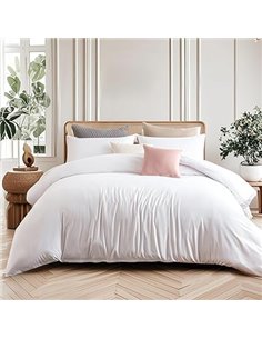 Juego de funda de edredón de microfibra para cama de tamaño Super King, color blanco, con 2 fundas de almohada a juego, ultrasua