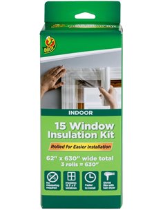 Duck Brand - Kit de Aislamiento para Ventanas Interiores enrolladas, 62 x 210 Pulgadas, Transparente, Cubre Ventanas de hasta 15
