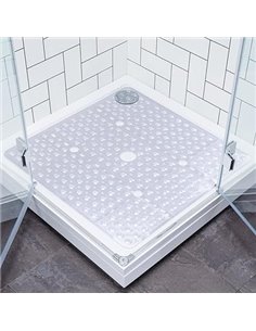 Non-Slip Shower Mat, Large Square Bath Mat, 70 x 70 cm with Suction Cups, Washable Antibacterial Bathtub Mat for Shower, Bathtub