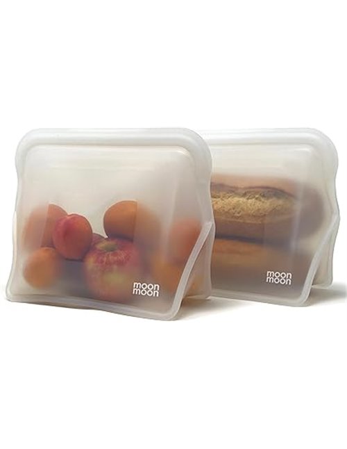 Moonmoon Bolsas de silicona reutilizables para congelar, bolsas de almacenamiento de alimentos de pie, transparentes, XL, 1500 m