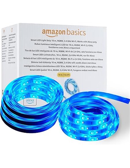 Amazon Basics Smart LED Strip Light 10M RGBW, Works with Alexa Only, Multicolor