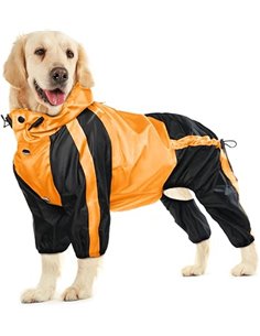 Dog Raincoat, Raincoat for Large Dogs, Lightweight Rain Jacket, 4 Legs Adjustable Pet Poncho with Hood, Snowproof Vest, Rain Clo
