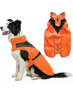 Chubasquero impermeable para perro, tiras reflectantes y abertura para correa – Chaqueta ligera y ajustable para razas medianas 