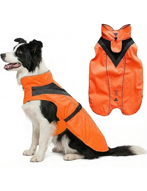 Chubasquero impermeable para perro, tiras reflectantes y abertura para correa – Chaqueta ligera y ajustable para razas medianas 