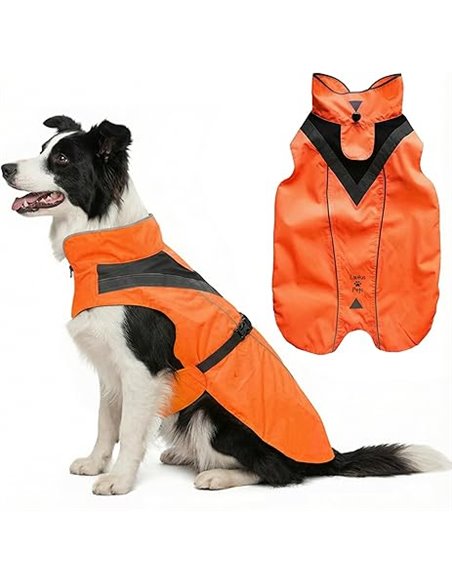 Chubasquero impermeable para perro, tiras reflectantes y abertura para correa – Chaqueta ligera y ajustable para razas medianas 