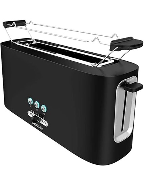 Cecotec Tostadora Vertical Toast&Taste 10000 Extra. 980 W, Ranura larga extraancha, 3 Funciones preconfiguradas, Diseño en plást