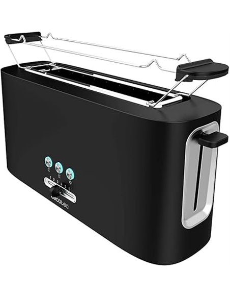 Cecotec Tostadora Vertical Toast&Taste 10000 Extra. 980 W, Ranura larga extraancha, 3 Funciones preconfiguradas, Diseño en plást