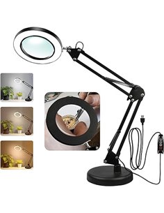 10× Magnifier with Light, 3 Color Modes, 72 LED Desk Lamp, Large Magnifying Glasses with Light, Magnifier with Light and Stand f