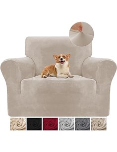 Funda de Sofá 1 Plaza (70-110cm) Super Elástico, Funda Sofá de Terciopelo Ajustables Antiarañazos para Gatos, Protector Sofa Uni