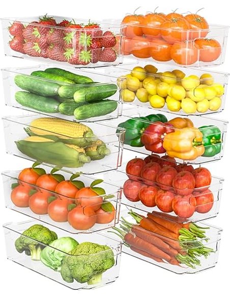 KICHLY Organizadores para la despensa - Juego de 10 -Compartimentos de almacenamiento para la cocina, despensa, armarios, encime