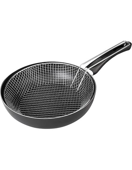 IBILI - Sarten freidora con cestillo indubasic, 26 cms, Aluminio, Antiadherente, Apto para induccion