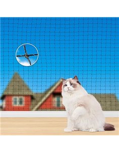 Red para Gatos para balcón, 6 x 3 m, Alambre Reforzado, con Cuerda de fijación de 19 m, Fuerte, Duradera, Resistente a los Rayos