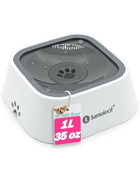 LumoLeaf - Water Bowl for Dogs (1 L, Anti-splash, Anti-Leak, Water Dispenser for Cats and Pets