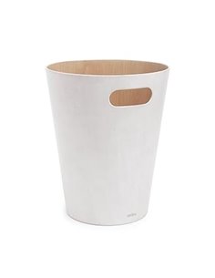 Umbra Woodrow Cesto de basura, con capacidad de 7.5 l, Blanco/Natural