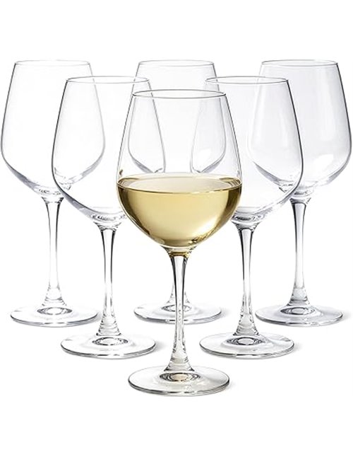 Amazon Basics Copas de Vino Blanco con Tallo, Juego de 6 Piezas, 341ml, Aptas para Lavavajillas