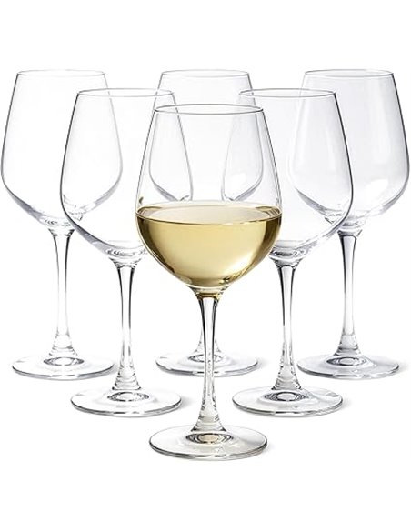 Amazon Basics Copas de Vino Blanco con Tallo, Juego de 6 Piezas, 341ml, Aptas para Lavavajillas