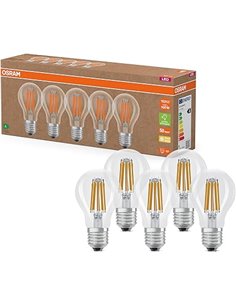 OSRAM High Efficiency LED Lamps with Energy Efficiency Class A, Pack of 5, Replaces 100W, Warm White (2700K), E27, Filament Glas