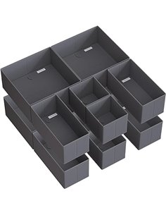 SONGMICS Organizadores Cajones, Separadores de Cajones, Juego de 12, Cajas Almacenaje de Tela Plegables para Calcetines, Ropa In