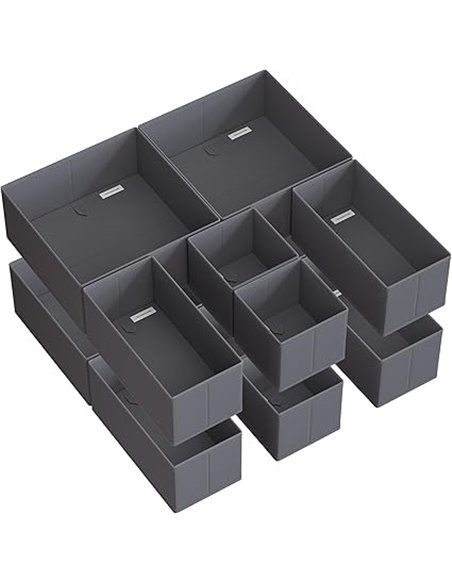 SONGMICS Organizadores Cajones, Separadores de Cajones, Juego de 12, Cajas Almacenaje de Tela Plegables para Calcetines, Ropa In