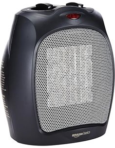 Amazon Basics Calefactor de cerámica, 1800 W, con termostato ajustable, Negro