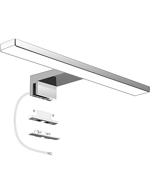 Aourow Lámpara de Espejo Baño LED 5W 230V 500lm,a Prueba de Agua IP44 30cm,3 en 1,Fije en el Espejo +en el Gabinete+en la Pared,
