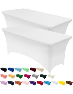 Utopia Kitchen 2 Pack Rectangular Polyester Tablecloths (5 Feet - 60 Inch) Spandex Stretch Table Covers for Weddings, Bars, Craf