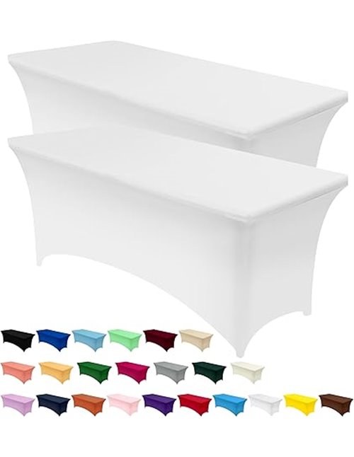 Utopia Kitchen 2 Pack Rectangular Polyester Tablecloths (5 Feet - 60 Inch) Spandex Stretch Table Covers for Weddings, Bars, Craf