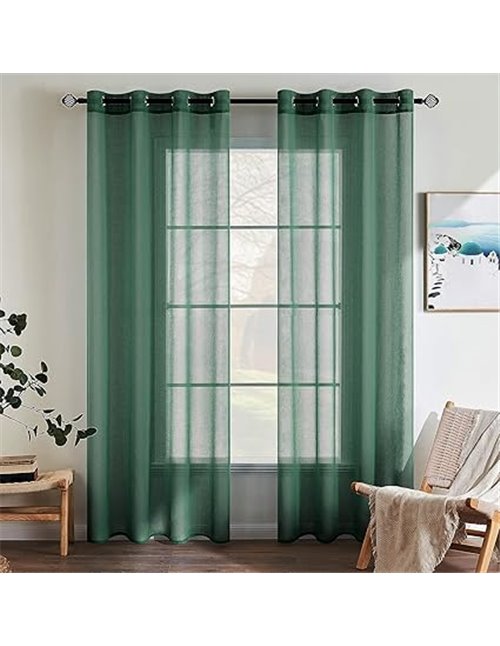 EMEMA Cortinas Poliéster Translucida de Dormitorio Moderno Ojales Cortina Ventana Visillos Salon para Sala Cuarto Dormitorio Com