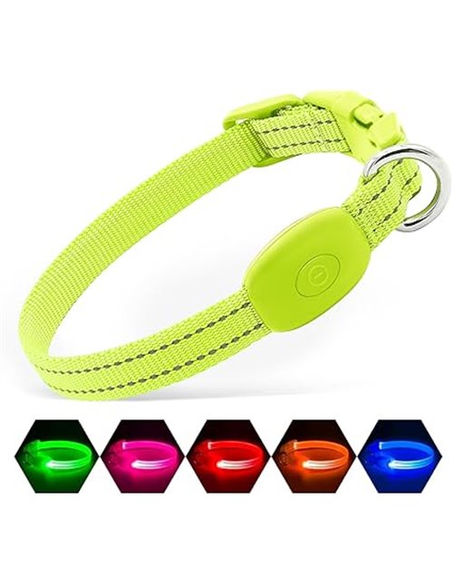 Illumifun Collar de perro LED para cachorro, collar de luz recargable por USB, collar de nailon ligero brillante para tus cachor