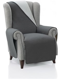 Padded Armchair Cover 1 Seater – 55 cm (Seat) | Model REQUENA | OSC Grey | Reversible Light Grey | Protector Compatible with Rel