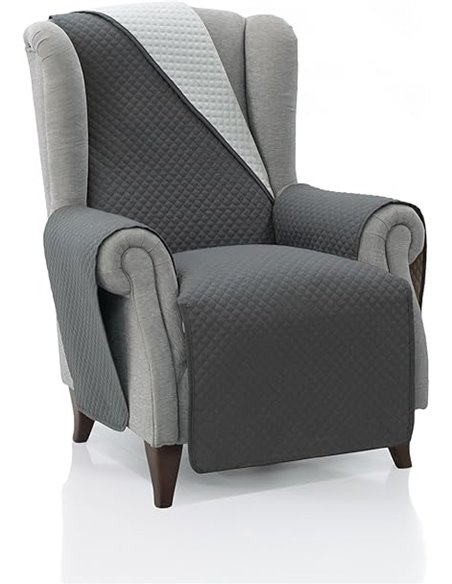 Padded Armchair Cover 1 Seater – 55 cm (Seat) | Model REQUENA | OSC Grey | Reversible Light Grey | Protector Compatible with Rel