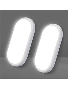 VivaLet 2 Piezas Aplique Pared Exterior/Interior 12W 1200LM, Plafon LED Techo 4000K, Luz Exterior Ovalada IP54 Impermeable, Lamp
