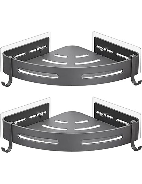 GERUIKE Estante Baño Estanteria Ducha sin Taladro Adhesivo Estantería Esquina Pared Organizador Baño Rinconera Ducha de Aluminio
