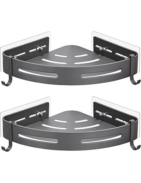GERUIKE Estante Baño Estanteria Ducha sin Taladro Adhesivo Estantería Esquina Pared Organizador Baño Rinconera Ducha de Aluminio
