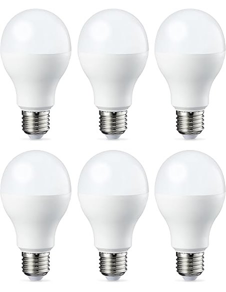 Amazon Basics Bombilla LED Esférica E27, 14W (equivalente a 100W), Blanco Cálido, Regulable, 6 unidades