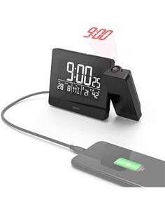 Hama | Reloj Despertador Digital con proyección de la Hora en Techo o Pared (Radio Reloj Despertador, Sensores táctiles, 2 alarm
