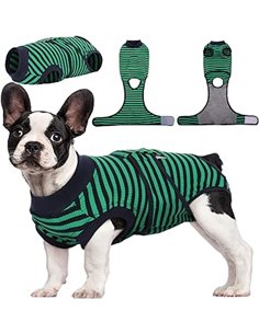 Kuoser Striped Recovery Suit for Dogs and Cats Post Operation, Abdominal Wound Protector/Skin Diseases for Pet, Prevent Licking 