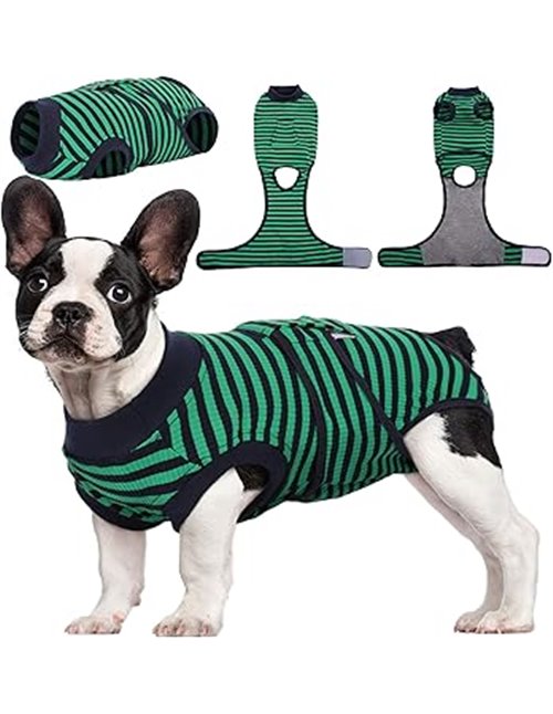Kuoser Striped Recovery Suit for Dogs and Cats Post Operation, Abdominal Wound Protector/Skin Diseases for Pet, Prevent Licking 