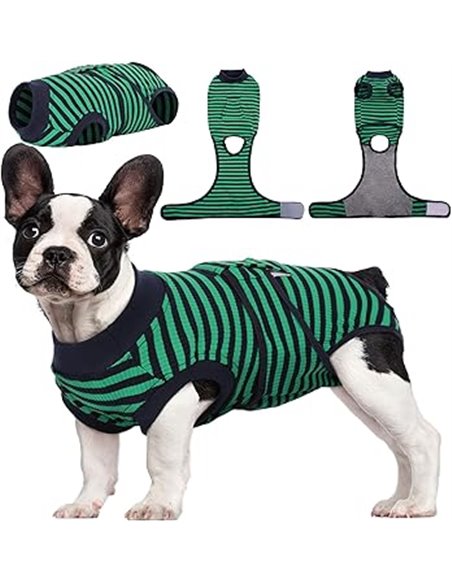 Kuoser Striped Recovery Suit for Dogs and Cats Post Operation, Abdominal Wound Protector/Skin Diseases for Pet, Prevent Licking 