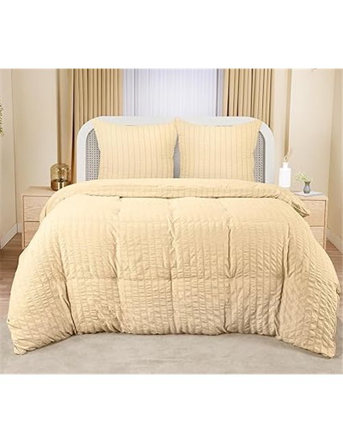 Utopia Bedding Seersucker Funda Nordica Cama 150 - Juego de Funda Nórdica de Microfibra Seersucker 220x240 cm y 2 Funda de Almoh