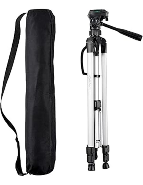 Amazon Basics Trípode para Cámara de 152cm/60in, Ligero, con Bolsa, Altura Ajustable, para Cámaras Réflex Digitales, Negro
