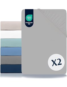 Dreamzie Set of 2 Fitted Sheets 150 x 200 cm – Ultra-Soft Microfibre Oeko Tex Certified – Sheets 150 x 200 cm Bed – Pewter Grey