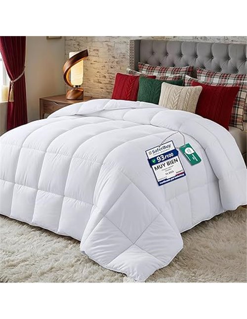 Utopia Bedding Edredón de Fibra 140x200 cm, Fibra Hueca siliconada, 370 gr/m² (Blanco, Cama 80-140 x 200 cm)