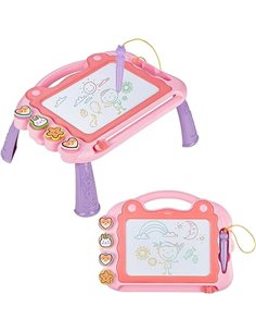 Pizarra Magnética Infantil,Pizarra de Dibujo Mágica de Colores con 4 sellos Magnéticos y 1 lápiz Capacitivo, Almohadilla Borrabl