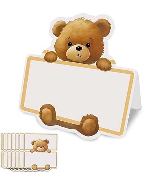 80 unidades de marcadores de sitio, tarjetas de osito para bautizo, bautizo, nacimiento y cumpleaños. Tarjetas plegables decorat